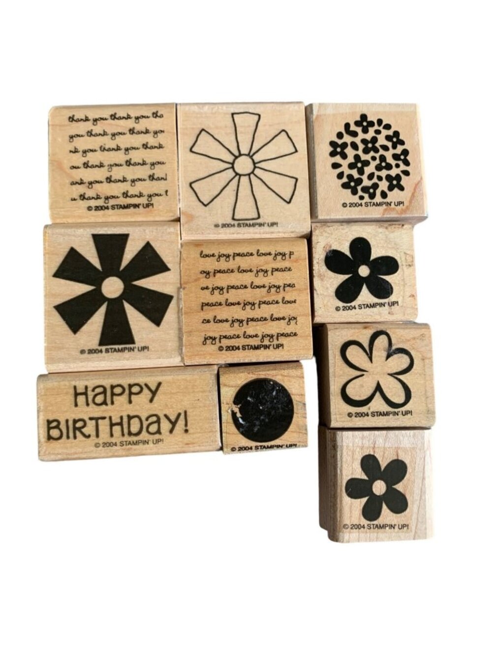 Stampin Up Flower Sentiment Rubber Stamps Set Birthday Thank You Love Joy